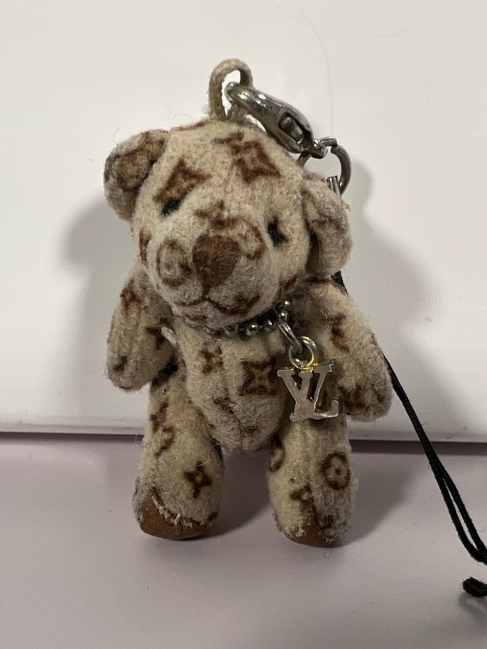 Not official Monogram Inspired Teddy Bear Charm Keychain